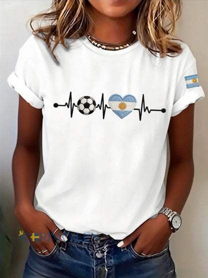 Kvinnors argentinska fotboll Kortarmad T-shirt - vitt / S