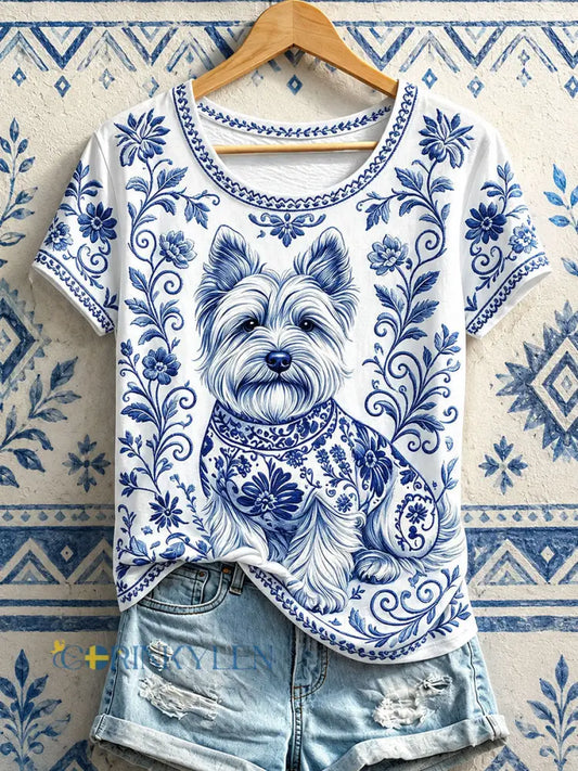 Kvinnors blommor utskrift T-shirts - som bild / S