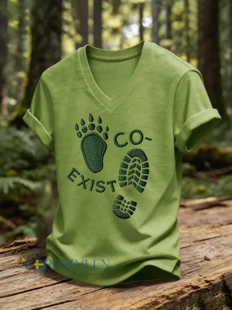 Kvinnors CO-EXIST Print Casual T-shirt - grön / S