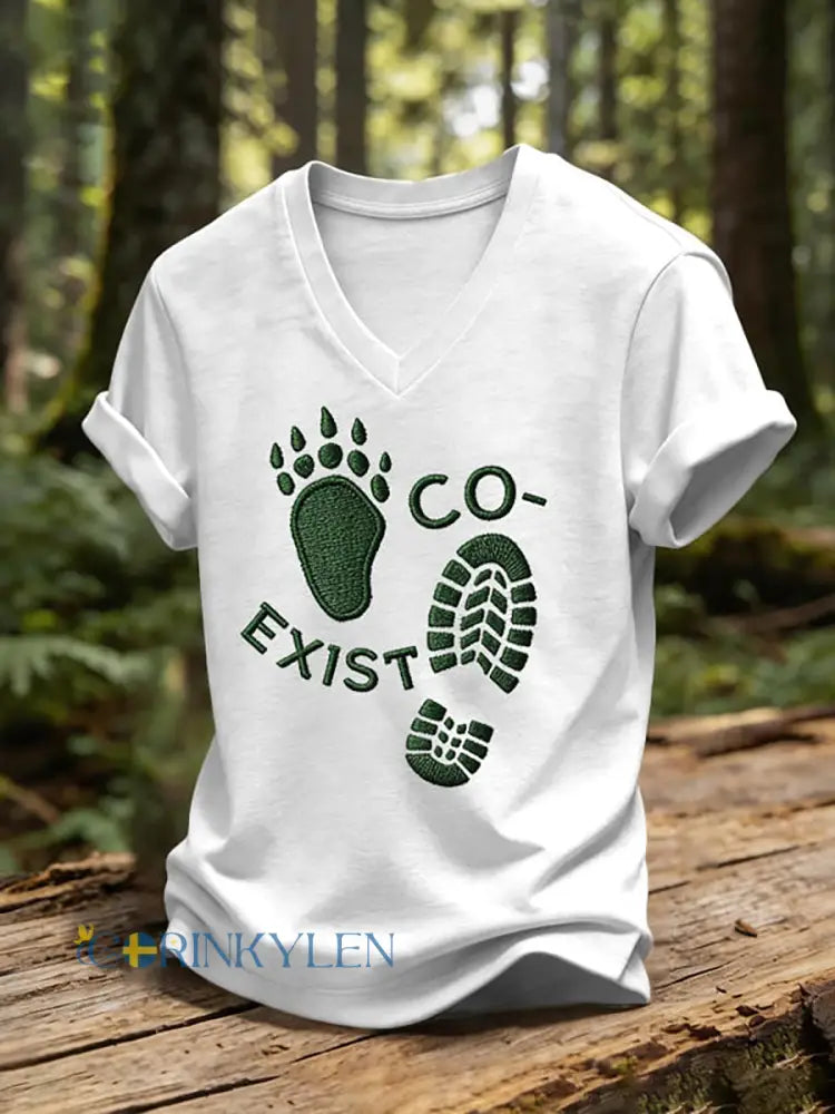 Kvinnors CO-EXIST Print Casual T-shirt - vit färg / S