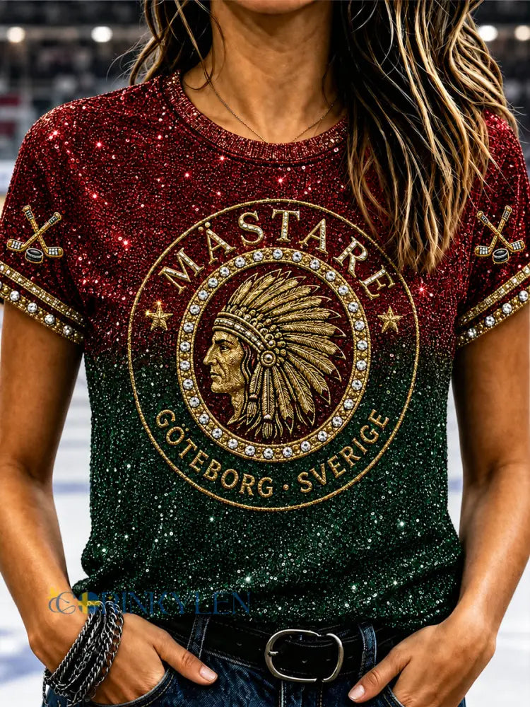 Kvinnors fem krona Hockey Club Gradient T-shirt - som bild / S