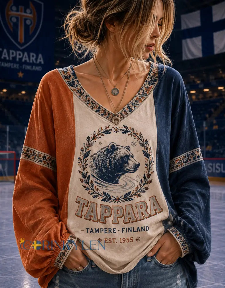 Kvinnors Finland Ishockey Tappara V-Hack Lång ärm Topp - A / S