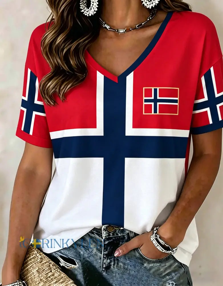Kvinnors flagga färg konst Skriv ut T-shirt - A / S