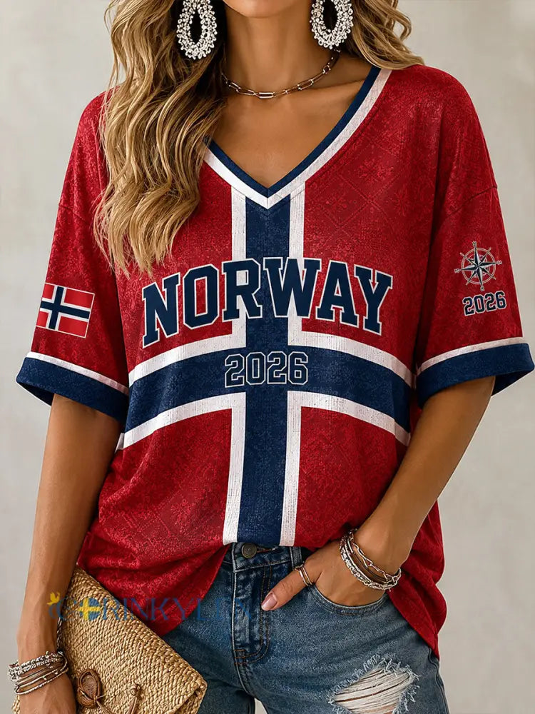 Kvinnors fotboll Casual Sport-stil våffle T-shirt - röd / S