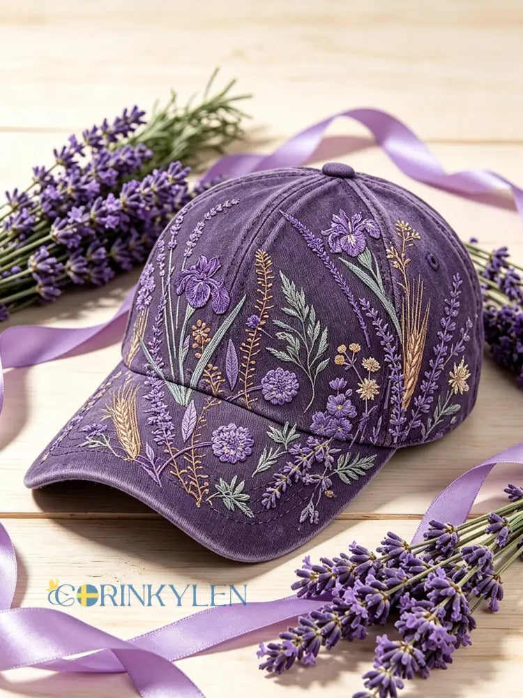Kvinnors lila växt blomma mönster tryckt unisex hatt - djup purpura / ONE
