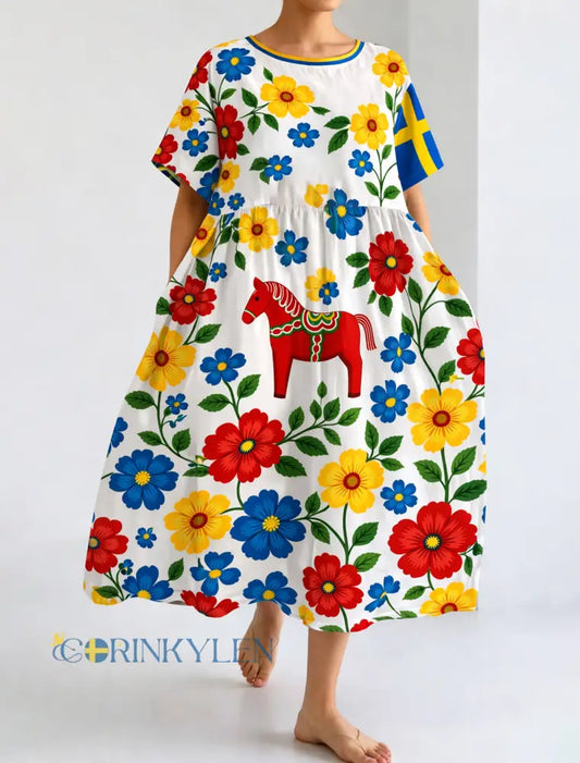 Kvinnors midsommarfestival minneskonst Skriv ut lång klänning - A / S