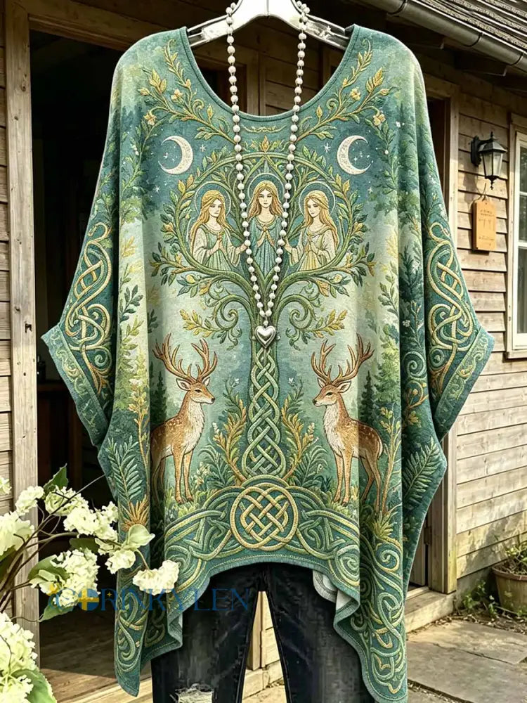 Kvinnors mode keltisk knop Print T-shirt - som bild / S
