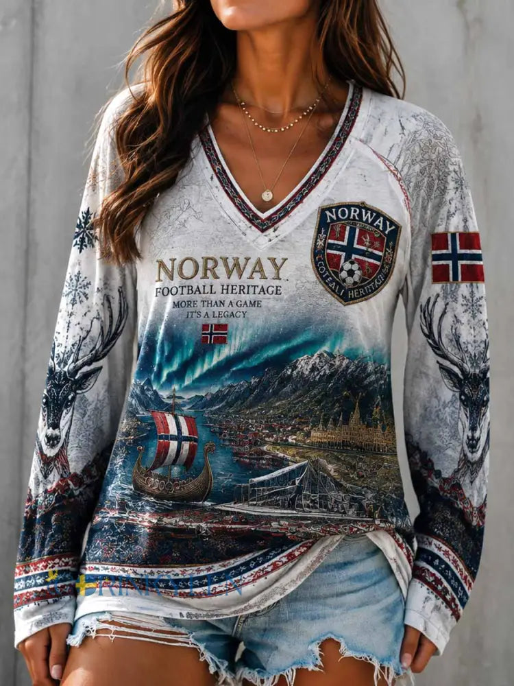 Kvinnors Retro fotboll minnesmärke Print - som bild / S