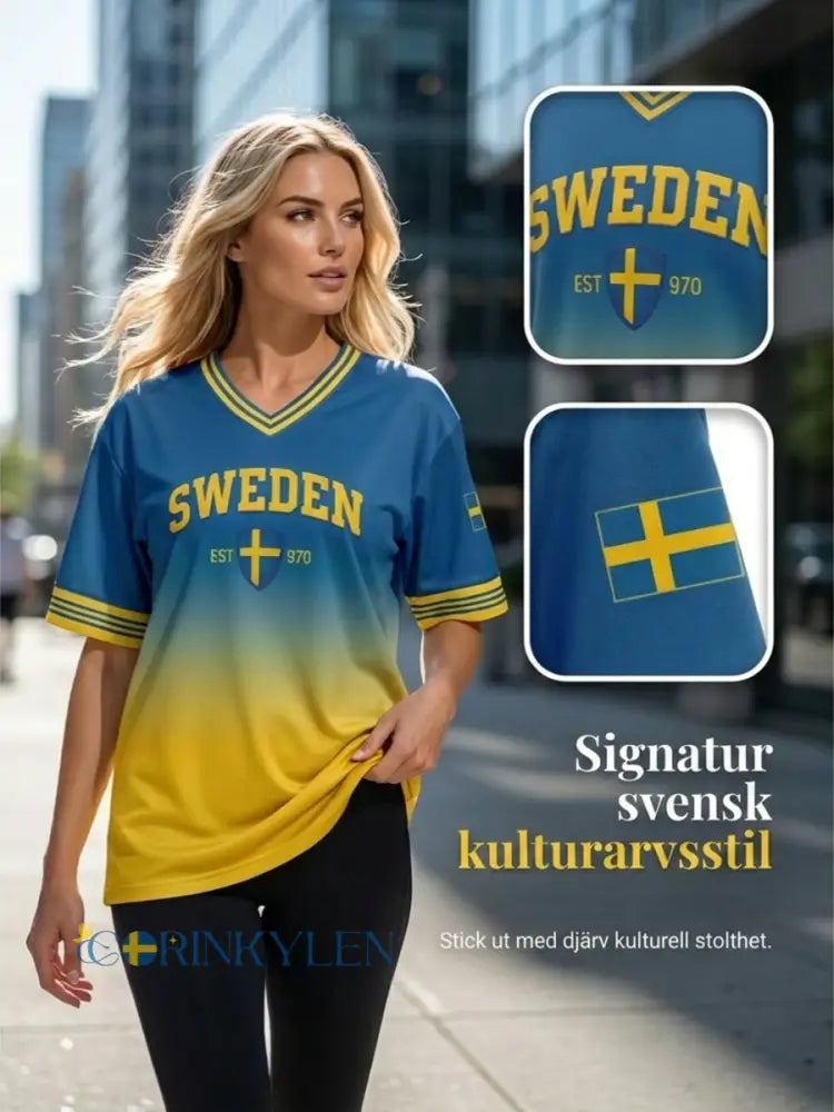 Kvinnors Retro Sverige 2026 Fotboll Gradient Våffle-väv Topp