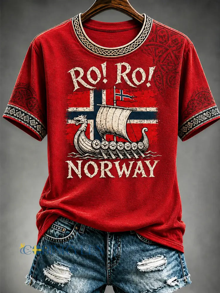 Kvinnors Ro! Ro! Norge T-shirt med korta ärmar - röd / S