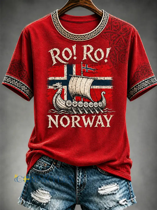 Kvinnors Ro! Ro! Norge T-shirt med korta ärmar - röd / S