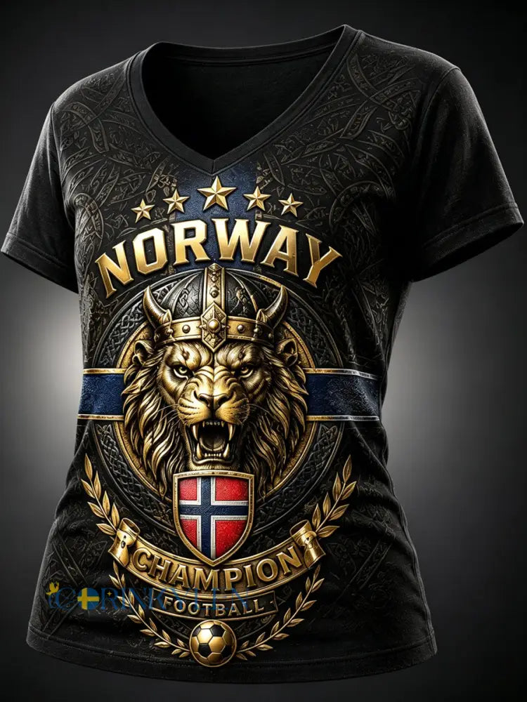Kvinnorska fotbollsmatch cheering Element Art Print V-Hack T-shirt - A / S