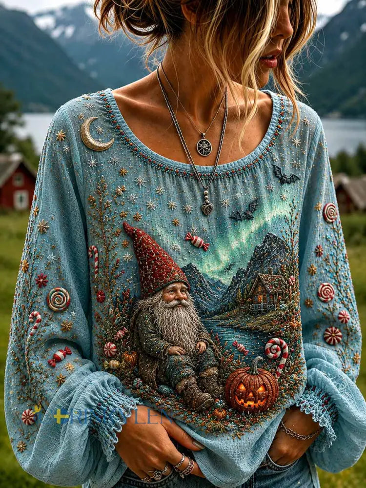 Kvinnorska Halloween Elf världsmönster Skriv ut T-shirt - som bild / S