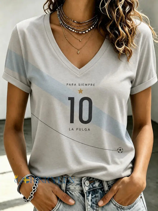 Legendarisk fotbollsspelare för damer avskedsminne casual t-shirt med kort ärm - som bild / S