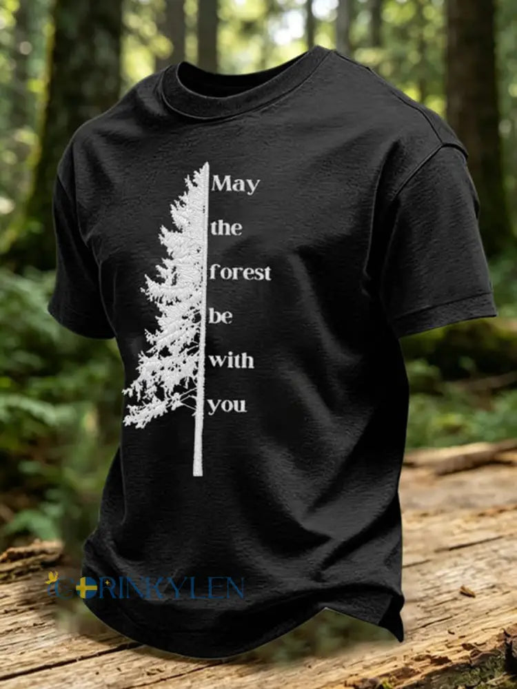 Må skogen vara med din tryckta tillfällig T-shirt - svart / S