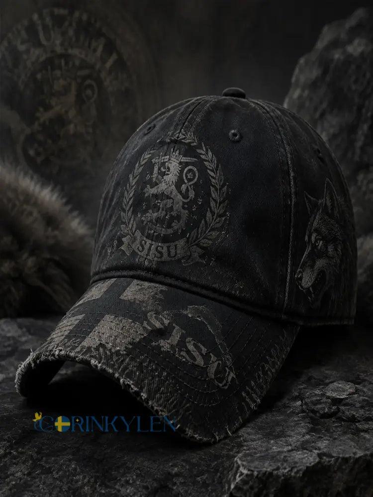 Män Retro Finska Veteran Sisu Spirit Baseball Kepsa - A / ONE