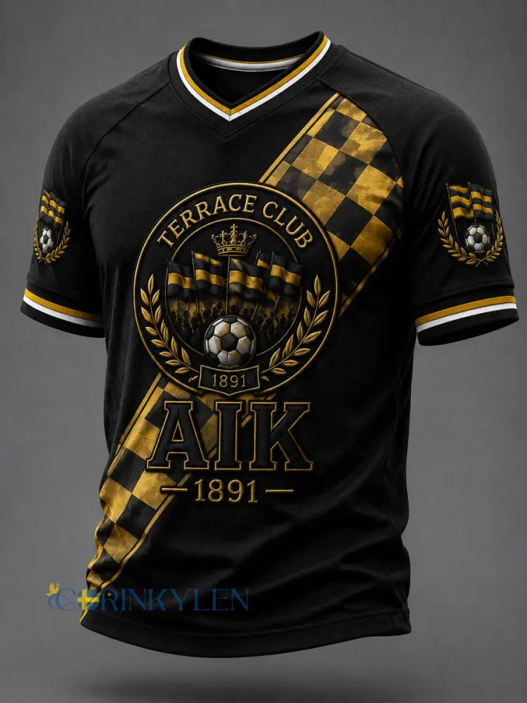 Mäns AIK 1891 Stöd till fotboll T-shirt - som bild / S