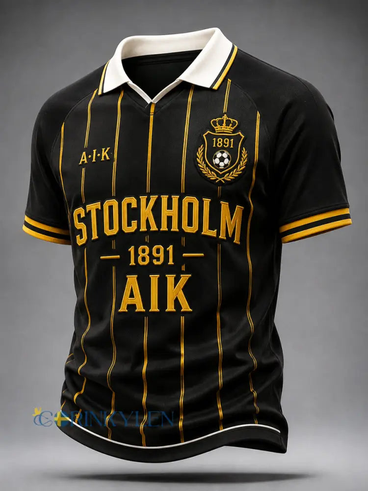 Mäns AIK Stockholm 1891 Fotboll T-shirt - som bild / S