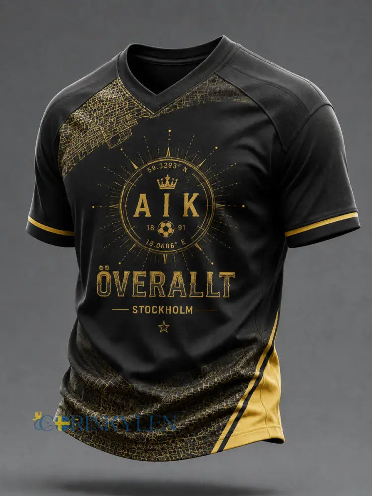 Mäns AIK Stockholm Vintage fotboll T-shirt - som bild / S