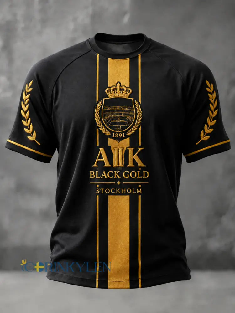 Mäns AIK Svart & guld 1891 fotboll T-shirt - som bild / S