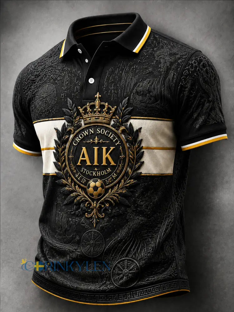 Mäns AIK Svart guld supporter Polos - som bild / S