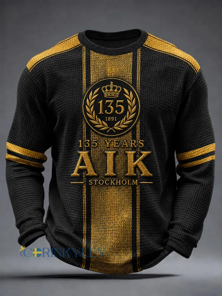 Mäns AIK Svartgult Fotboll Våffla-tröjar - som bild / S