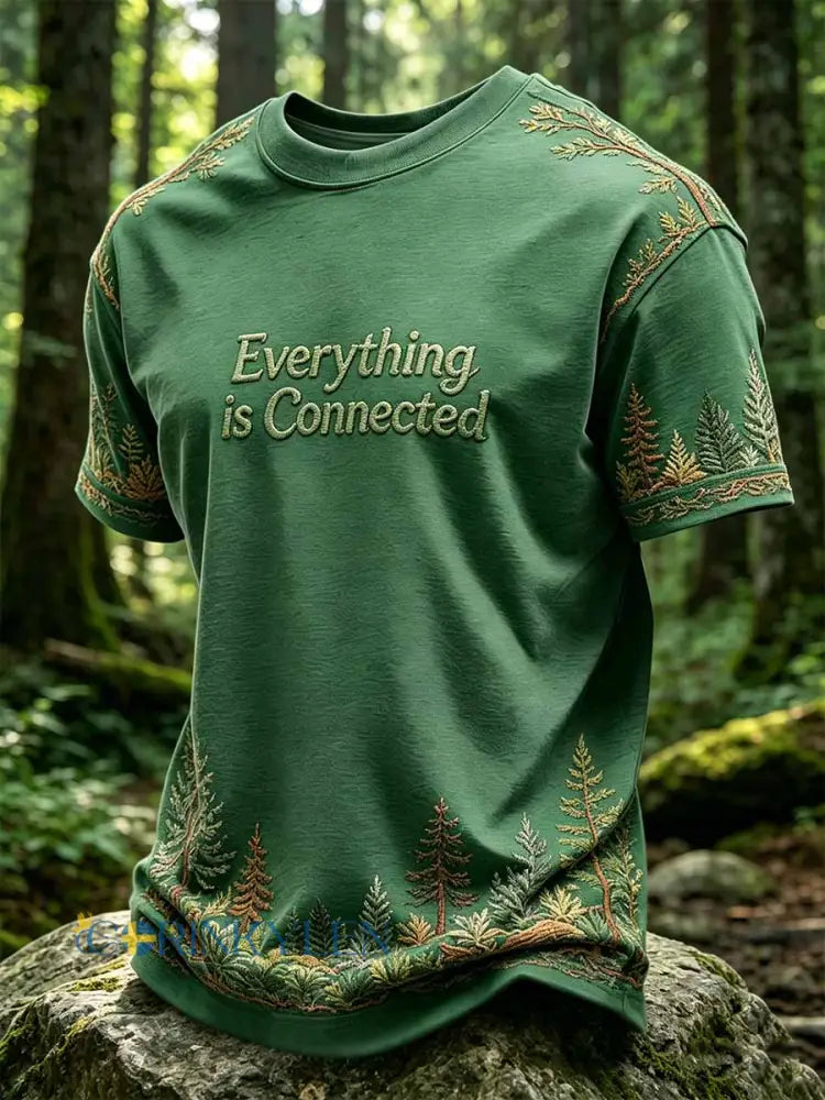 Mäns ’allt är uppkopplad’ tryckt Casual T-shirt - som bild / S