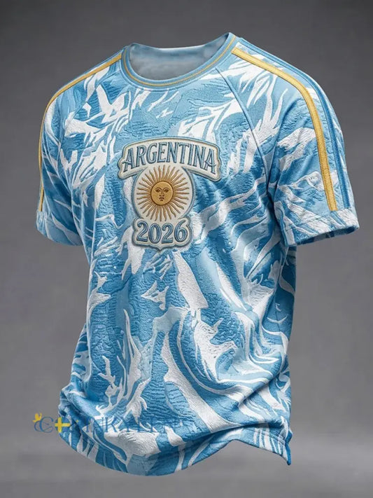 Mäns Argentina fotboll Short Slem T-shirt - ljusblåa / S