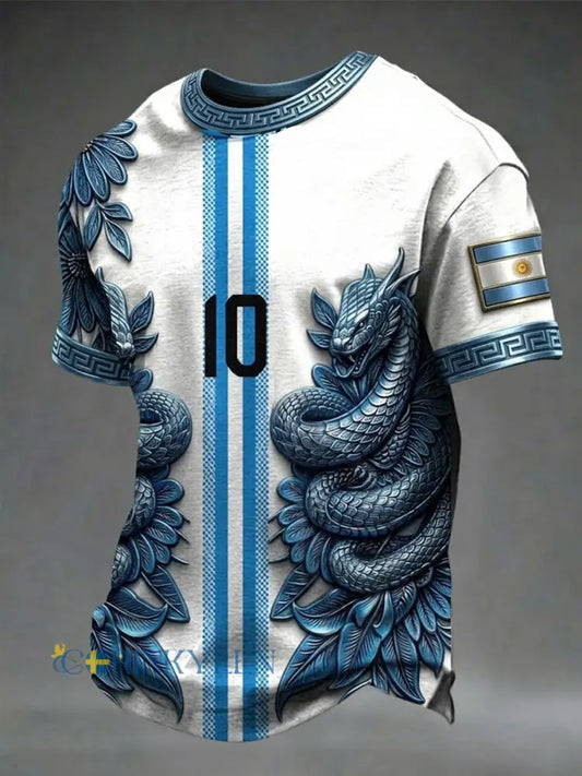 Mäns argentinska fotboll Short Slemmar T-shirt - blå / S