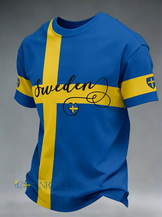 Mäns besättning hals T-shirt med kontrast färg utskrift - A / S
