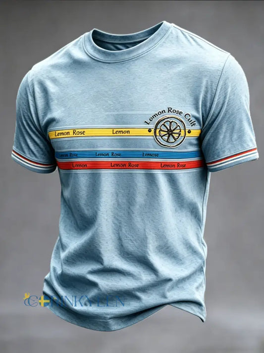 Mäns blå The Stone Rose Stripe Print Casual T-shirt - blå / S