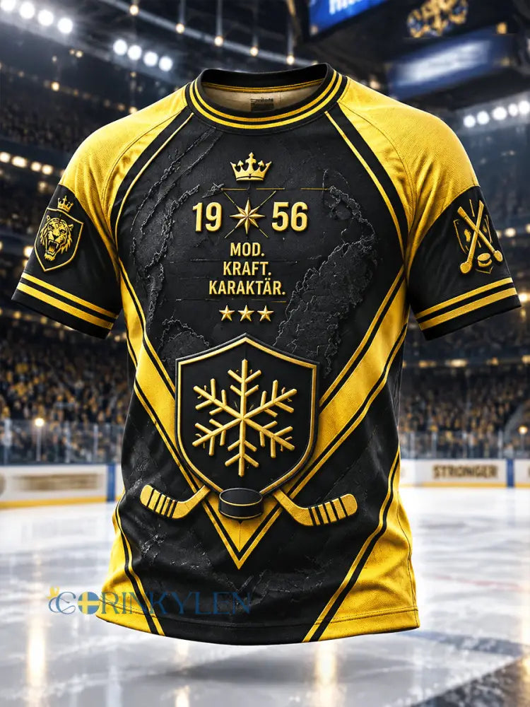 Mäns Brynäs IF Svensk Ishockey Tryckt Casual T-shirt - svart / S
