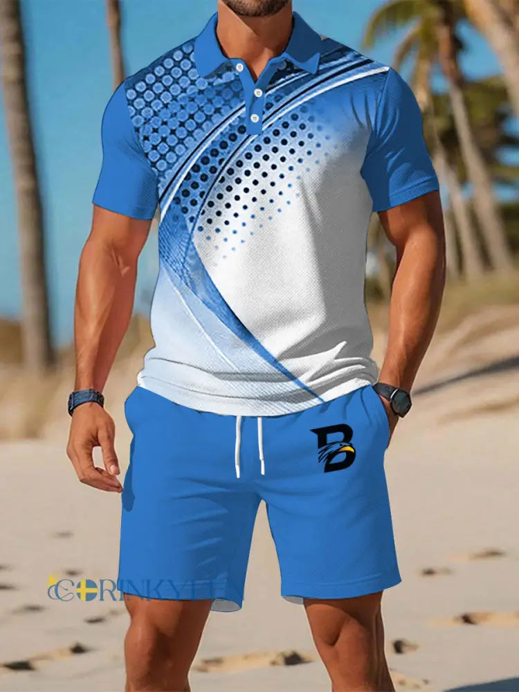 Mäns Casual Business Short-sleeved Kostym - blå / S