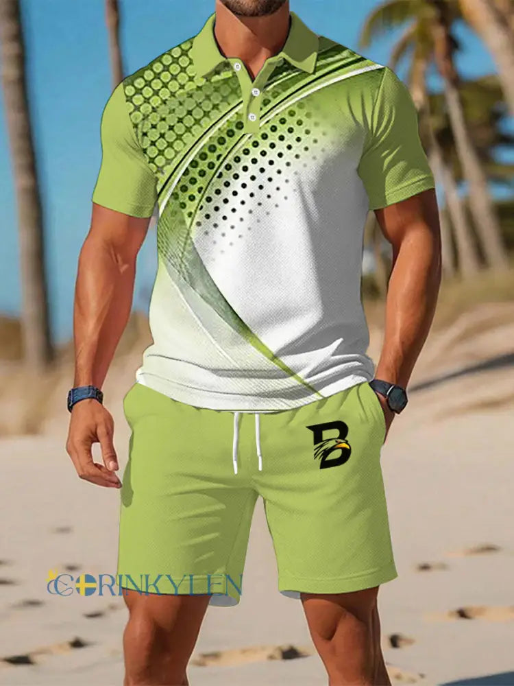 Mäns Casual Business Short-sleeved Kostym - grön / S