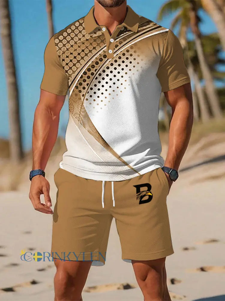 Mäns Casual Business Short-sleeved Kostym - Khaki / S