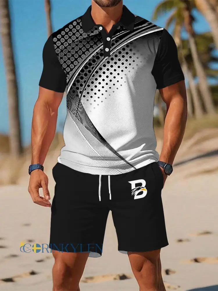 Mäns Casual Business Short-sleeved Kostym - svart / S