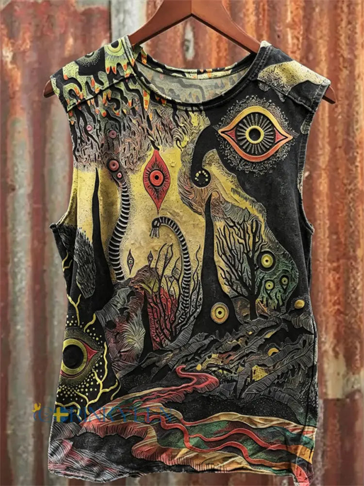 Mäns Cthulu Inspirerad landskap Konst Print Racket Väst - gul / S