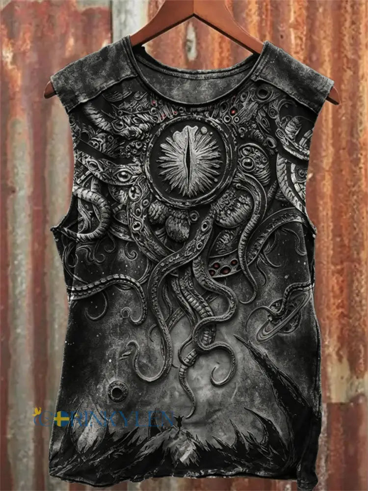 Mäns Cthulu Inspirerade Azathoth Konst Print Racket Västa - svart / S