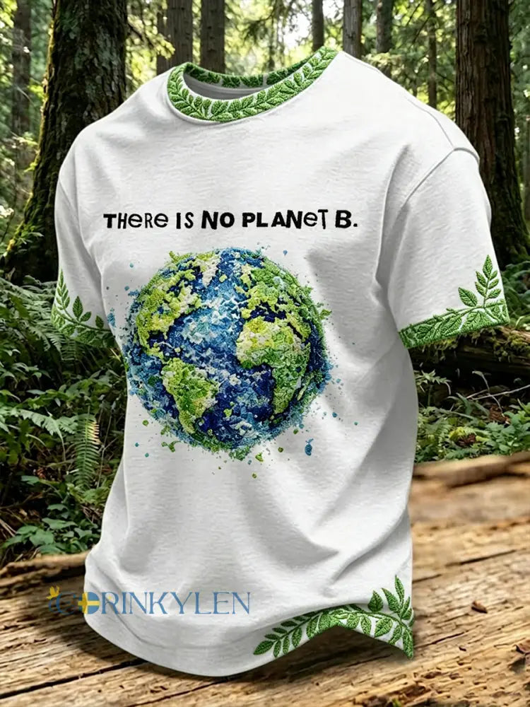 Mäns det finns ingen planet B korta ärmar T-shirt - vitt / S