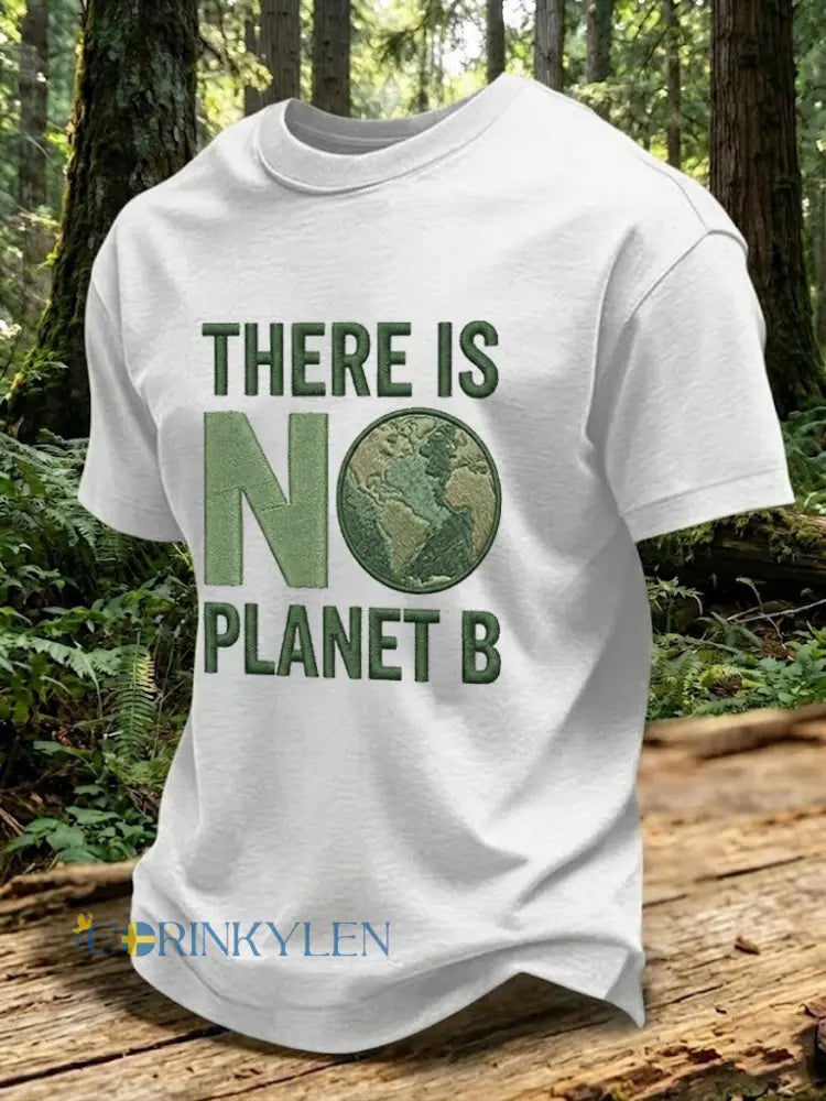Mäns det finns ingen planet B tryckt T-shirt - vit / S