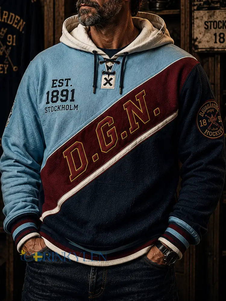 Mäns Djurgården Hockey Classic Patchwork Hoodie - som bild / S