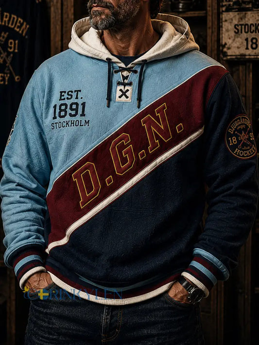 Mäns Djurgården Hockey Classic Patchwork Hoodie - som bild / S
