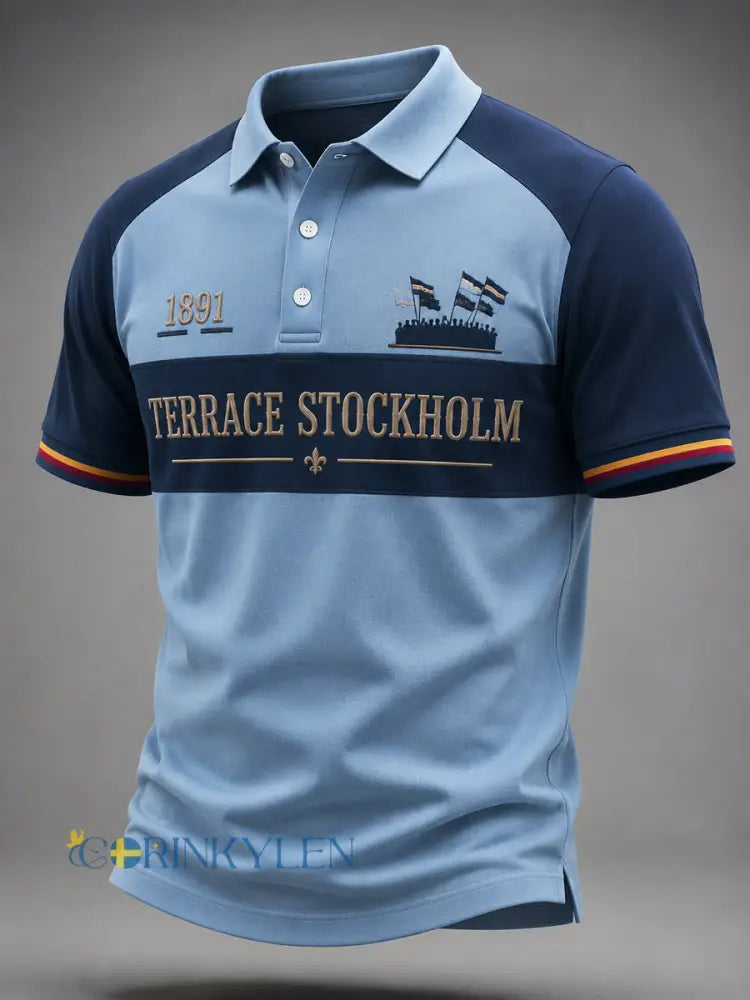 Mäns Djurgården Klassisk blå fotbollspolo - som bild / S