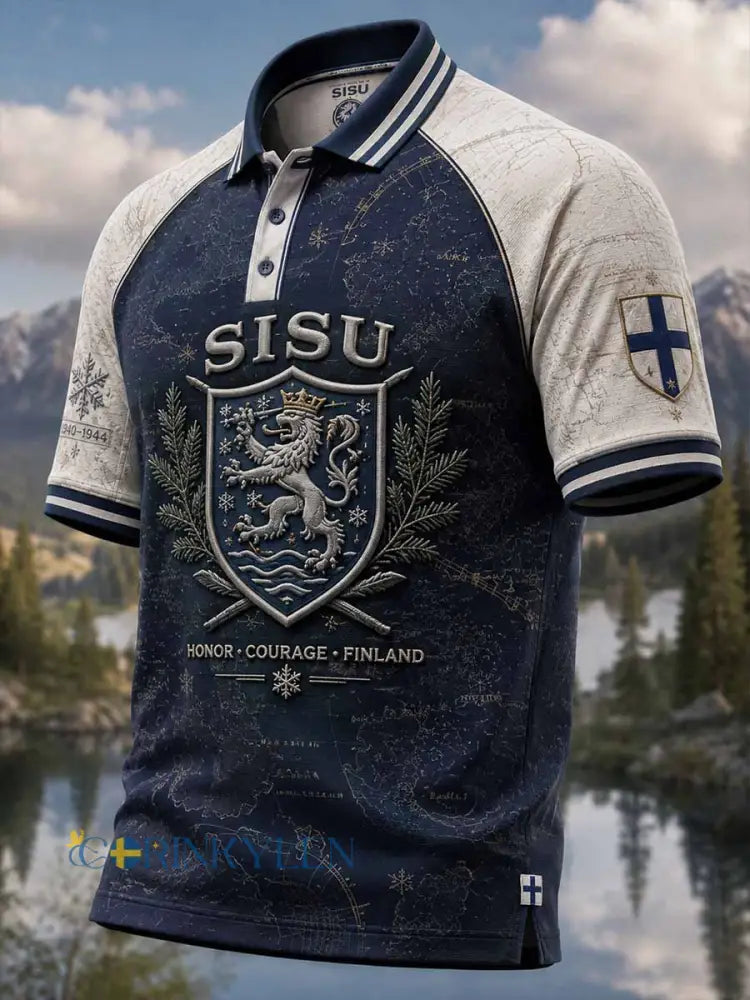 Mäns finska Veteran Sisu Spirit Heritage Tryckt Polo tröj - som bild / S