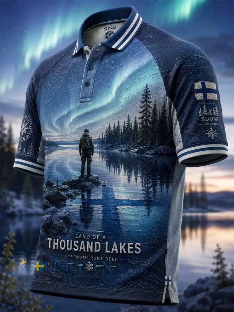 Mäns finska Veteran Sisu Spirit minne Print Polo tröj - som bild / S