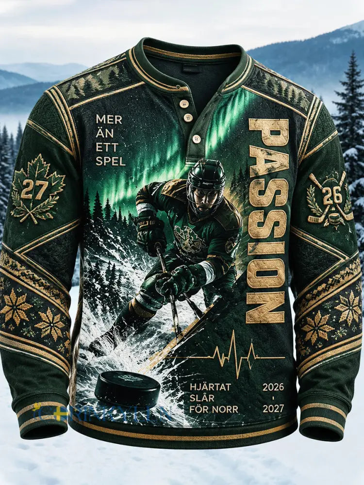 Mäns grön Ishockey IF Björklöven Tryckt Casual Sweatshirt - grönt / S