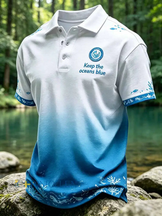 Mäns ’hålla haven blå’ tryckt Casual Polo tröj - som bild / S