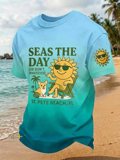 Mäns hav Dagen tryckt T-shirt - A / S