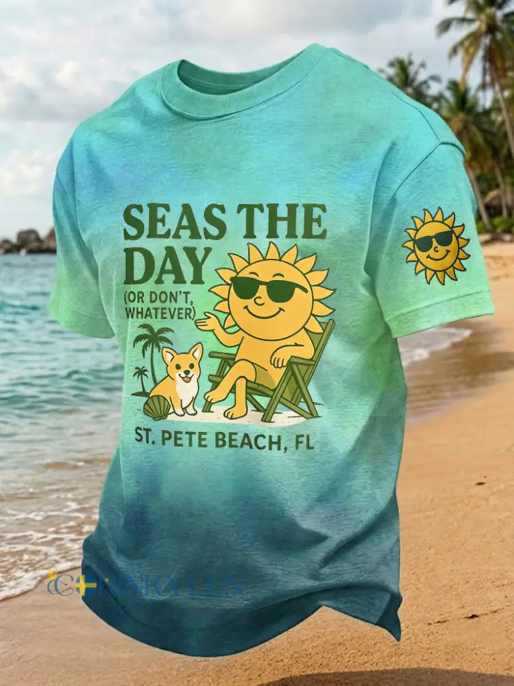 Mäns hav Dagen tryckt T-shirt - B / S