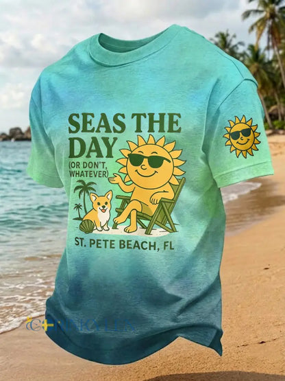 Mäns hav Dagen tryckt T-shirt - B / S